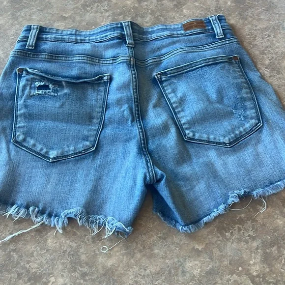 Judy Blue Women's Ripped Jean Shorts - Light Blue - Picture 3 of 5